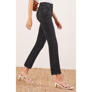 Reformation Julia High Rise Cigarette Jeans Pacific Black Distressed Womens 27